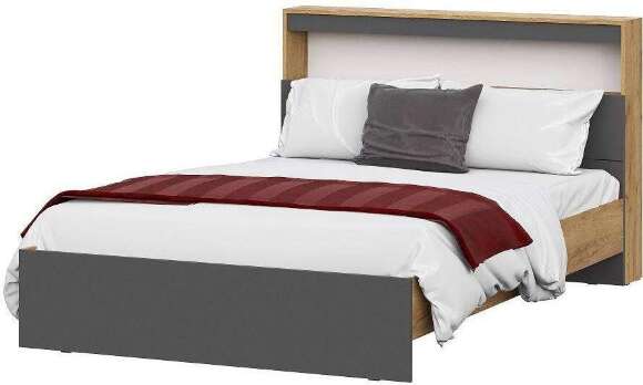 Кровать с проложками 140х200, Вена КР 102, Дуб золотой, Графит серый Кровать с проложками 140х200, Вена КР 102, Дуб золотой, Графит серый
