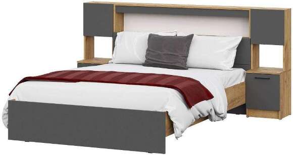 Кровать с проложками 140х200, Вена КР 102, Дуб золотой, Графит серый Кровать с проложками 140х200, Вена КР 102, Дуб золотой, Графит серый