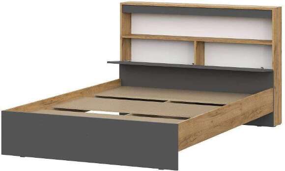 Кровать с проложками 140х200, Вена КР 102, Дуб золотой, Графит серый Кровать с проложками 140х200, Вена КР 102, Дуб золотой, Графит серый