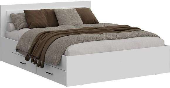 Кровать двойная с ящиками Бали, Белый шагрень Кровать двойная с ящиками Бали, Белый шагрень