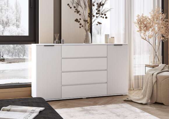 Марвэл Комод 2 двери 4 ящика (1600) (Браш Вайт, Белый) Марвэл Комод 2 двери 4 ящика (1600) (Браш Вайт, Белый)