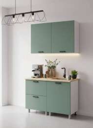 МК Аленушка 1,2м с ящ. Орешник Матовая Мята,скоба черный,сонома (без столешницы)