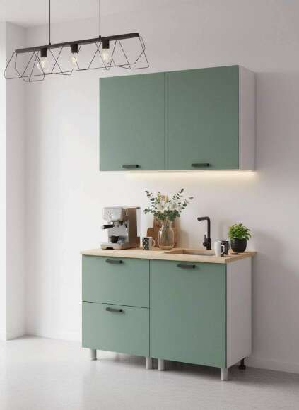 МК Аленушка 1,2м с ящ. Орешник Матовая Мята,скоба черный,сонома (без столешницы)