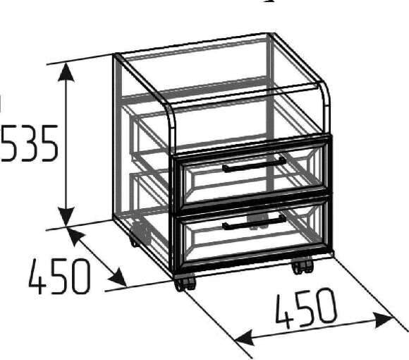 Тумба офисная Аурелио 94, Блэквуд Сатиновый - Белый Тумба офисная Аурелио 94, Блэквуд Сатиновый - Белый