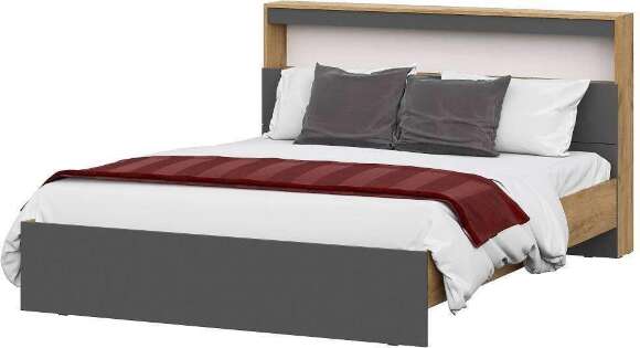 Кровать с проложками 160х200 Вена, Дуб золотой, Графит серый Кровать с проложками 160х200 Вена, Дуб золотой, Графит серый