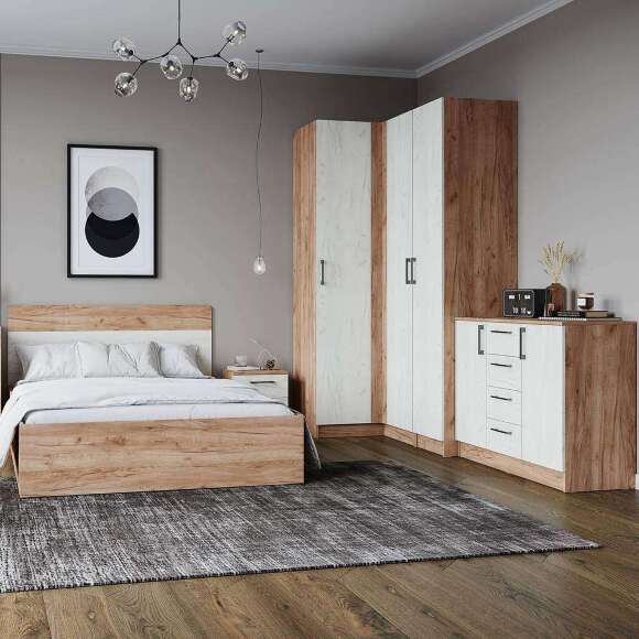 Шкаф угловой Вегас (ТЭКС) Крафт табачный / Крафт белый