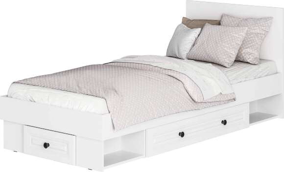 Кровать с проложками ДСП и ящиками Софт КР-01 (0,9), Белый