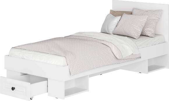 Кровать с проложками ДСП и ящиками Софт КР-01 (0,9), Белый