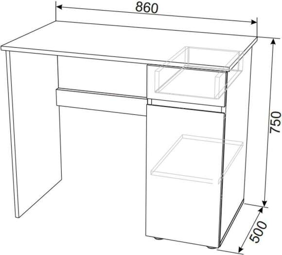 Стол письменный Грейс с тумбой белый текстурный