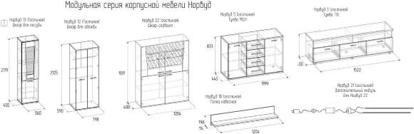 Гостиная Норвуд Глазов-мебель Комплект 1