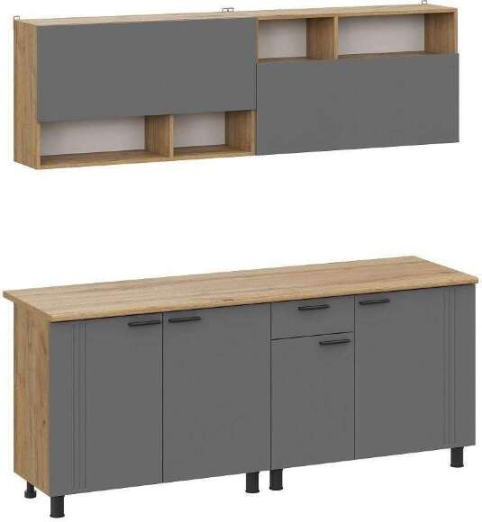 Кухонный гарнитур Монако 2м Дуб Золотой, Графит