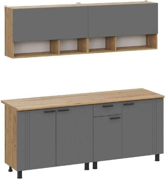 Кухонный гарнитур Монако 2м Дуб Золотой, Графит