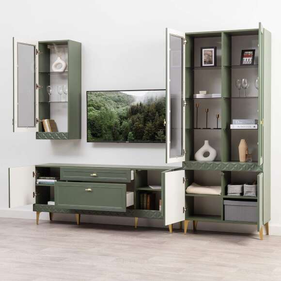 Гостиная Марион-3 Дымчатый зеленый / Олива шагрень Гостиная Марион-3 Дымчатый зеленый / Олива шагрень