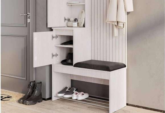 Прихожая Лама ПР-07, Ясень белый, Графит Прихожая Лама ПР-07, Ясень белый, Графит