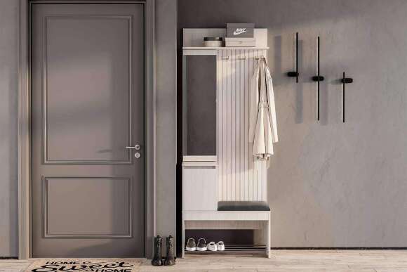 Прихожая Лама ПР-07, Ясень белый, Графит Прихожая Лама ПР-07, Ясень белый, Графит