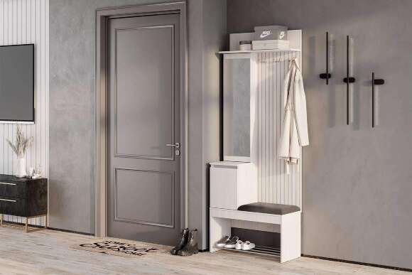 Прихожая Лама ПР-07, Ясень белый, Графит Прихожая Лама ПР-07, Ясень белый, Графит