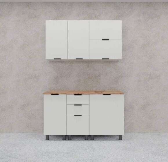 Кухня Аленушка 1,4м с ящ. Лотос Молочный,скоба антрацит,черный Кухня Аленушка 1,4м с ящ. Лотос Молочный,скоба антрацит,черный