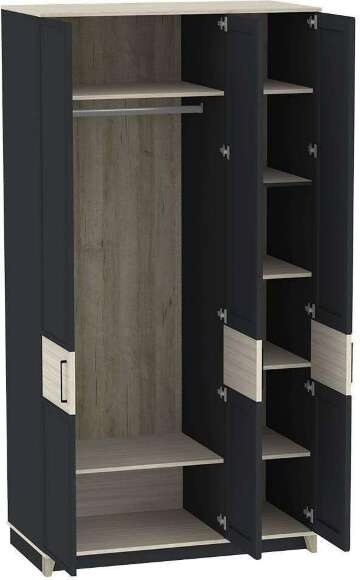 Шкаф для одежды и белья Аурелио 444, Антрацит, Блеквуд Сатиновый Шкаф для одежды и белья Аурелио 444, Антрацит, Блеквуд Сатиновый