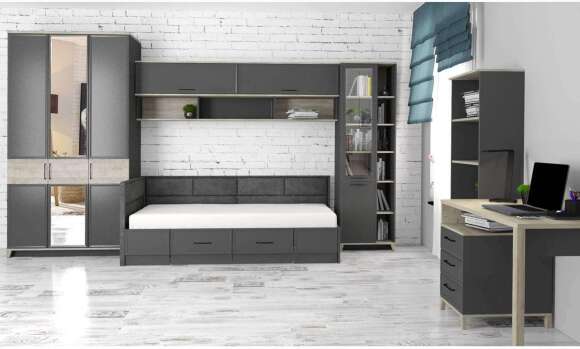 Шкаф для одежды и белья Аурелио 444, Антрацит, Блеквуд Сатиновый Шкаф для одежды и белья Аурелио 444, Антрацит, Блеквуд Сатиновый