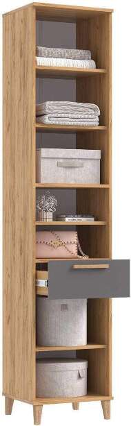 Ирис Прихожая Пенал открытый (Браш Графит, Дуб Крафт)