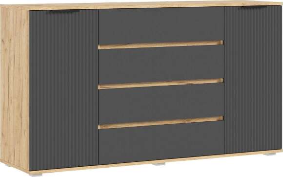 Марвэл Комод 2 двери 4 ящика (1600) (Браш Графит, Дуб Крафт) Марвэл Комод 2 двери 4 ящика (1600) (Браш Графит, Дуб Крафт)