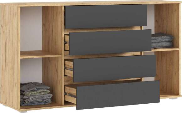 Марвэл Комод 2 двери 4 ящика (1600) (Браш Графит, Дуб Крафт) Марвэл Комод 2 двери 4 ящика (1600) (Браш Графит, Дуб Крафт)