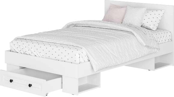 Кровать с проложками ДСП и ящиками Софт КР-06 (1,2), Белый