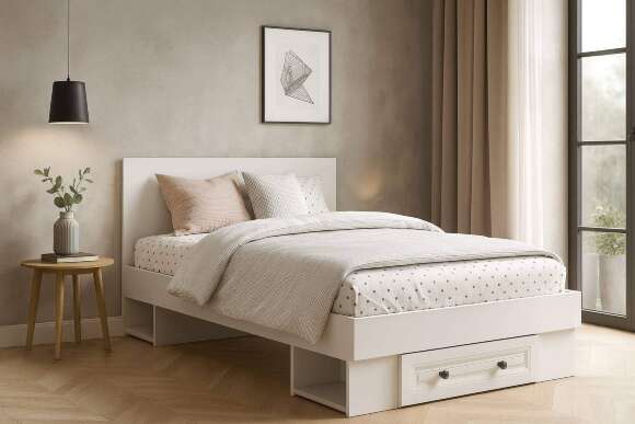 Кровать с проложками ДСП и ящиками Софт КР-06 (1,2), Белый