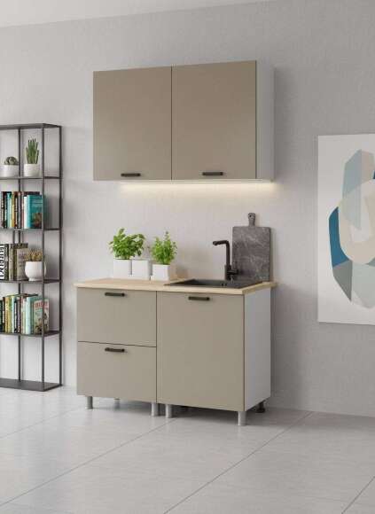 МК Аленушка 1,2м с ящ. Орешник Матовый Вижен,скоба черный,сонома (без столешницы)