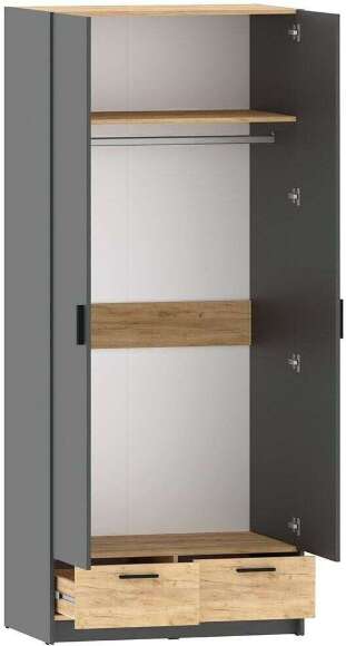 НМ 011.80 Шкаф для одежды Оттавия Антрацит/Дуб золотой НМ 011.80 Шкаф для одежды Оттавия Антрацит/Дуб золотой