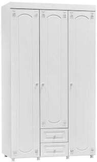 Шкаф 3-х дверный с ящиками Афина АФ-56 белое дерево