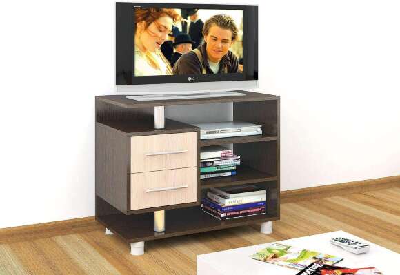 Тумба под телевизор узкая 011 (2я), венге/дуб молочный Тумба под телевизор узкая 011 (2я), венге/дуб молочный