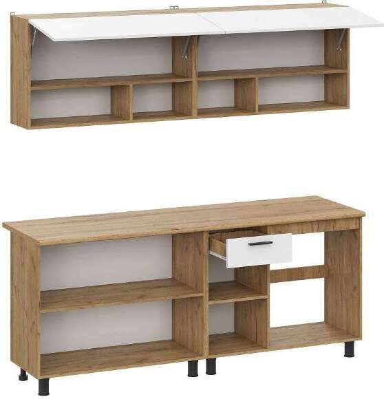 Кухонный гарнитур Монако 2м, Дуб Золотой;Белый матовый;Дуб Вотан