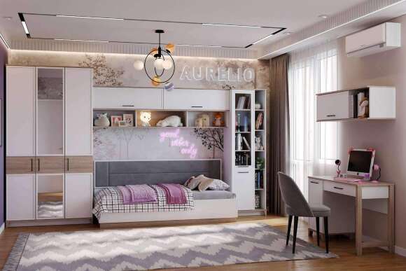 Шкаф для одежды и белья Аурелио 444, Блэквуд Сатиновый, Белый