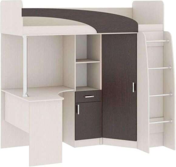 Карамель 77-01 кровать-чердак со столом Ясень анкор Светлый / Бодега темный Карамель 77-01 кровать-чердак со столом Ясень анкор Светлый / Бодега темный