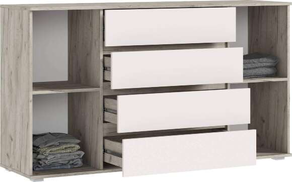 Марвэл Комод 2 двери 4 ящика (1600) (Кашемир, Дуб Крафт серый) Марвэл Комод 2 двери 4 ящика (1600) (Кашемир, Дуб Крафт серый)