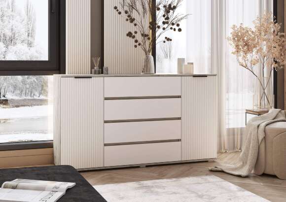 Марвэл Комод 2 двери 4 ящика (1600) (Кашемир, Дуб Крафт серый) Марвэл Комод 2 двери 4 ящика (1600) (Кашемир, Дуб Крафт серый)