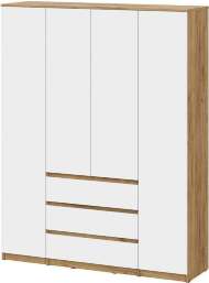 Шкаф для одежды и белья 4х дверный Денвер, Дуб золотой, Белый
