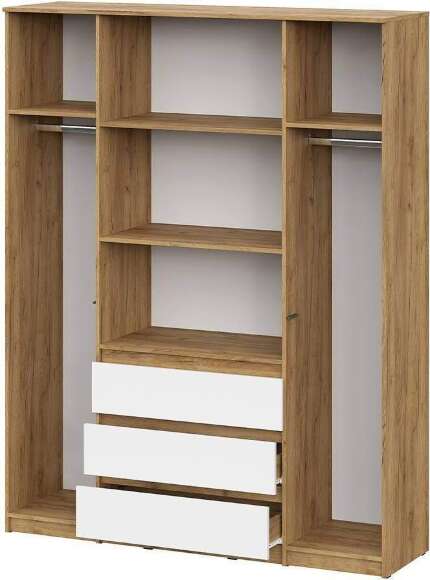 Шкаф для одежды и белья 4х дверный Денвер, Дуб золотой, Белый