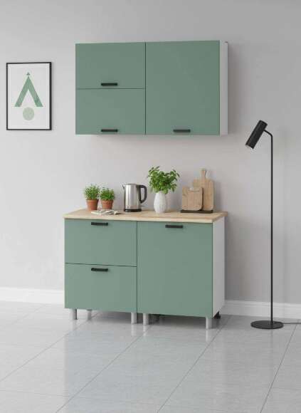 МК Аленушка 1,2м с ящ.в 2 Орешник Матовая Мята,скоба черный,сонома