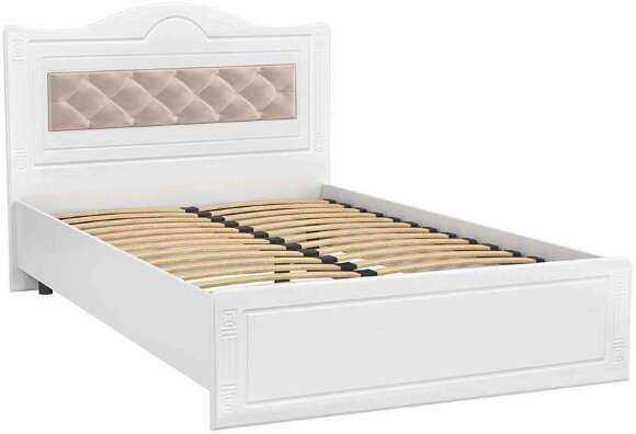 Кровать 1200 с мягким элементом Афина АФ-7 + АФ-7А белое дерево