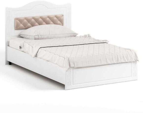 Кровать 1200 с мягким элементом Афина АФ-7 + АФ-7А белое дерево