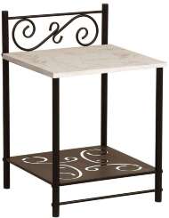 Тумба прикроватная 42.42 Ницца Мрамор белый/металл черный