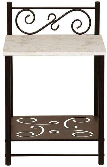 Тумба прикроватная 42.42 Ницца Мрамор белый/металл черный