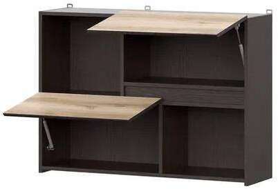 Шкаф кухонный навесной с открытыми полками 100 см Берген 10в2 (Венге/Дуб Делано)