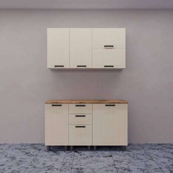 Кухня Аленушка 1,4м с ящ. Орхидея Крем,скоба черный,черный Кухня Аленушка 1,4м с ящ. Орхидея Крем,скоба черный,черный