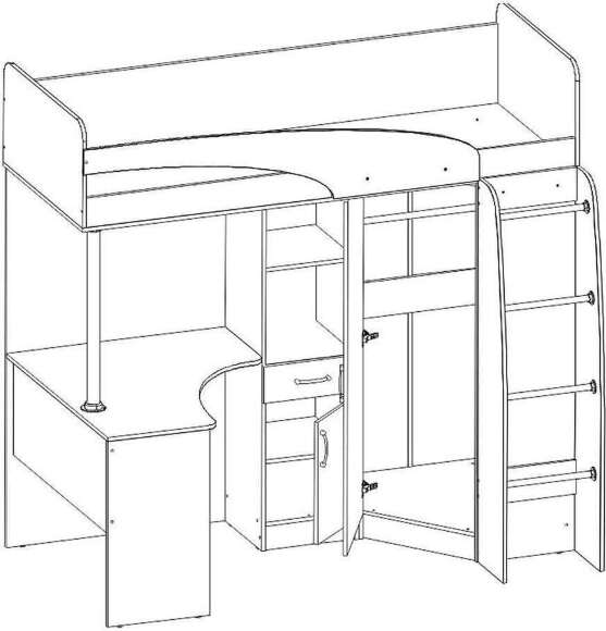 Карамель 77-01 кровать-чердак со столом Ясень анкор Светлый / Зеленый Карамель 77-01 кровать-чердак со столом Ясень анкор Светлый / Зеленый