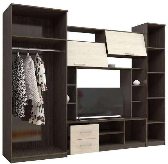 Стенка для гостиной Флора (Горизонт) Венге / Дуб молочный