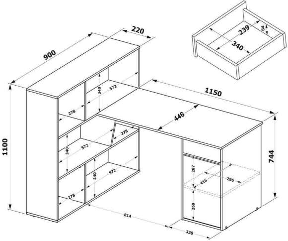 Стол письменный СПм-12 / Белый