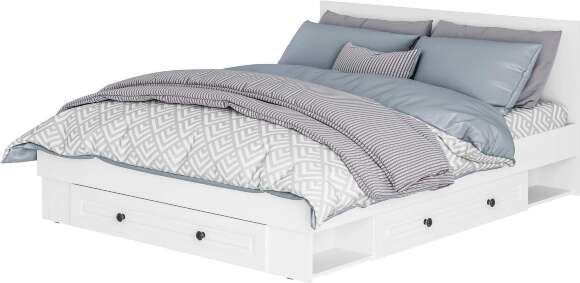 Кровать с проложками ДСП и ящиками Софт КР-16 (1,6), Белый